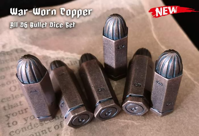 Metal Bullet Dice Set with Revolver Cylinder Dice Storage