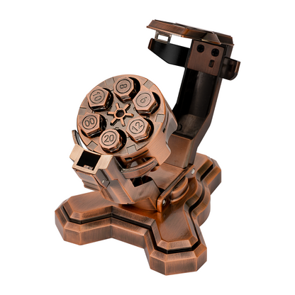 Metal Bullet Dice Set with Revolver Cylinder Dice Storage