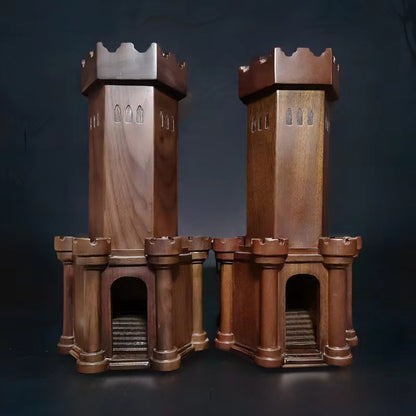 Castle Style Solid Wood Dice Tower