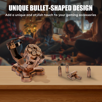 Metal Bullet Dice Set with Revolver Cylinder Dice Storage