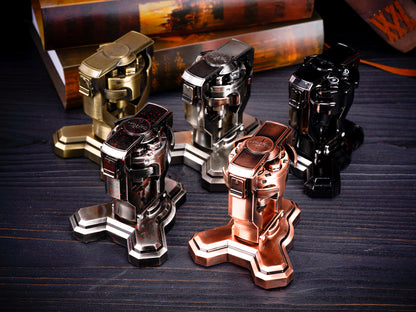 Revolver cylinder dice holders arranged on a tabletop